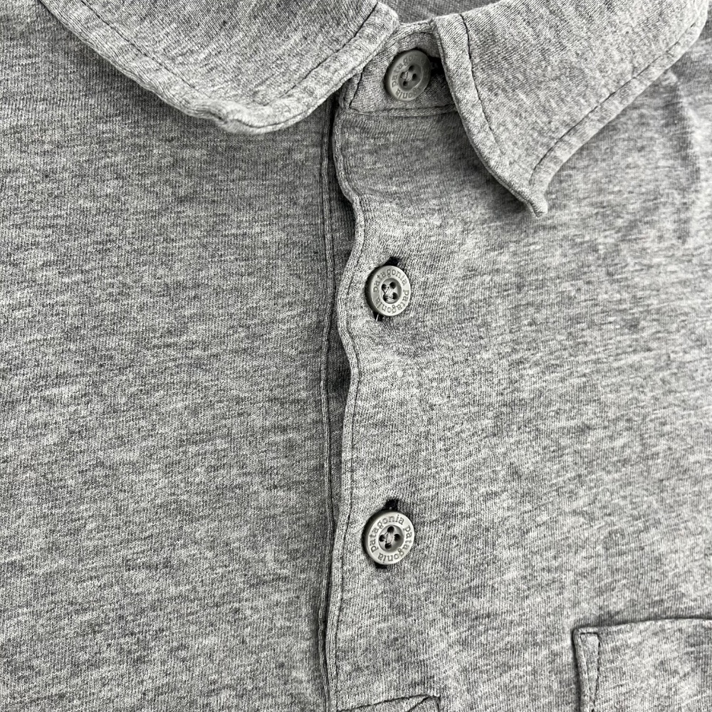 Patagonia Mens Medium Performance‎ Polo Shirt Gray Organic Cotton Short Sleeve - Picture 4 of 8
